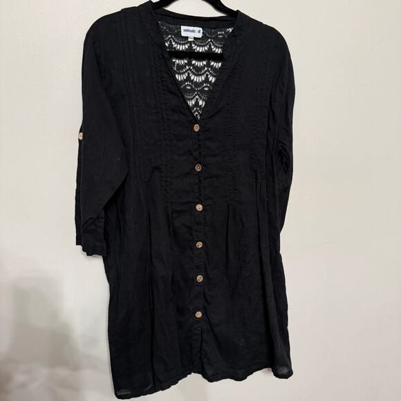 Swimsuits For All Women’s 18/20 Black Button Front Cover Up GUC - Picture 1 of 3